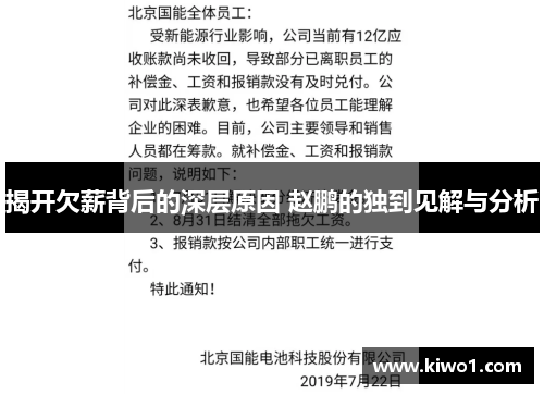 揭开欠薪背后的深层原因 赵鹏的独到见解与分析